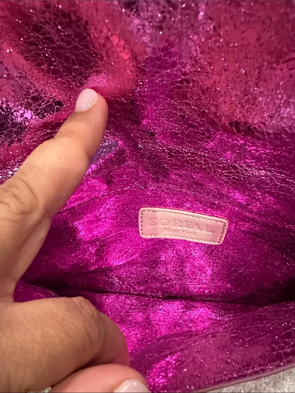 Sorial Metallic hot pink  Envelope Clutch